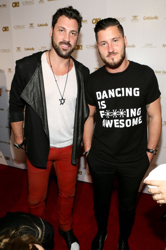 WEST HOLLYWOOD, CA - FEBRUARY 27: Professional dancers Maksim Chmerkovskiy and Val Chmerkovsky attend OK! Magazine's Pre-Oscar Party at Greystone Manor Supperclub on February 27, 2014 in West Hollywood, California. (Photo by Michael Tullberg/Getty Images)