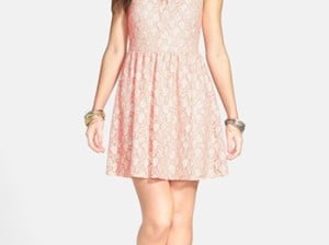 Lush V-Back Lace Skater Dress (Juniors) (Online Only)