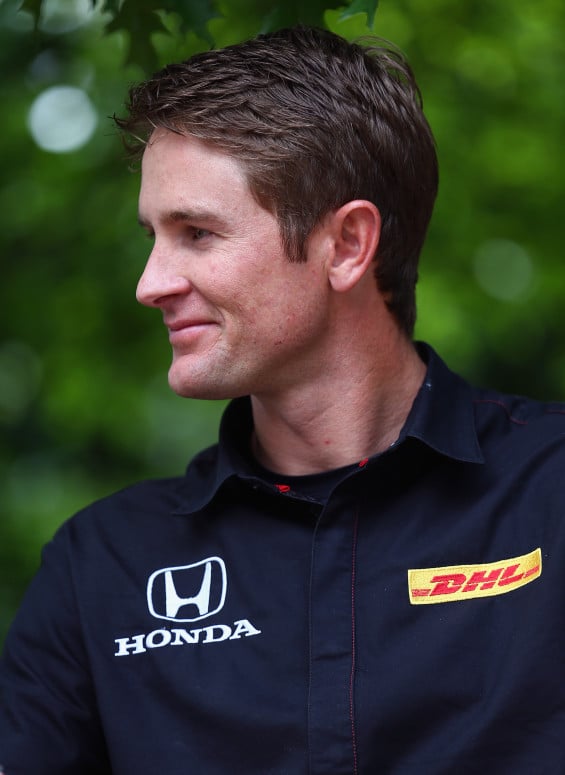 FORT WORTH, TX - MAY 28: Reigning Indianapolis 500 champion Ryan Hunter-Reay, driver of the #28 DHL Andretti Autosport Chevrolet Dallara, answers questions from fans during the Indianapolis 500 Champion's Luncheon hosted by Texas Motor Speedway at the iconic Joe T. Garcia's Restaurant on May 28, 2014 in Fort Worth, Texas. Hunter-Reay won the second-closest Indy 500 in history Sunday to become the first American winner since 2006. (Photo by Tom Pennington/Getty Images for Texas Motor Speedway)