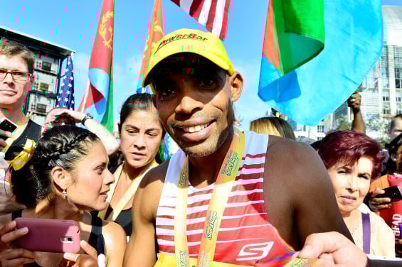 SAN DIEGO, CA - JUNE 01: Boston Marathon winner Meb Keflezighi participates in the Suja Rock 'n' Roll San Diego Marathon & Half Marathon benefitting the Leukemia & Lymphoma Society on June 1, 2014 in San Diego, California. (Photo by Jerod Harris/Getty Images for Rock 'n' Roll Marathon Series)