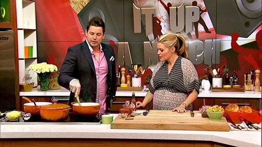 March 26, July 23 The Chew Chef Ryan Scott and "The Chew" co-host Daphne Oz prepare chicken sloppy joes with white cheddar fondue and roasted tomatoes recipe.