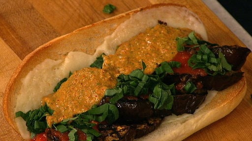 Learn how to make the eggplant parm sub recipe "The Chew" chef Mario Batali and country singer Kellie Pickler made on July 2nd. Vegetarian, meatless monday