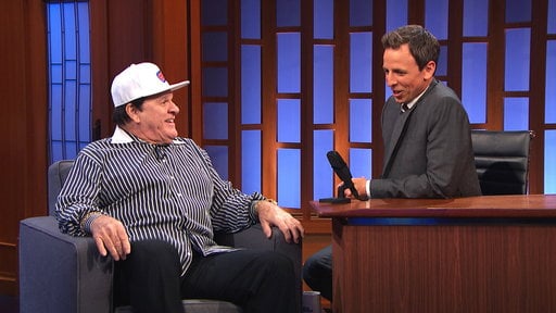 Candace Rose Seth Meyers chats with former Major League Baseball great Pete Rose on the "Late Show with Seth Meyers".