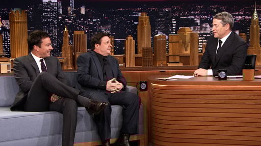 Matthew Broderick interviews Nathan Lane and Jimmy Fallon on "The Tonight Show" on Friday, September 26, 2014.