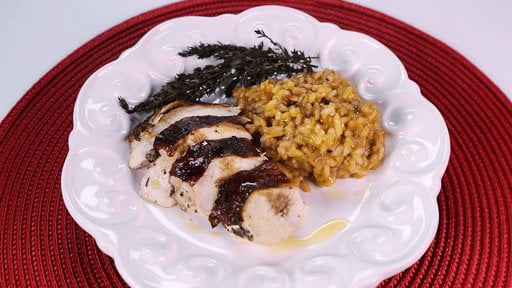 Learn to make the delicious Red Wine Stained Capon and Risotto that renowned chef Mario Batali prepared on the Monday, December 15th, 2014 episode of "The Chew"!