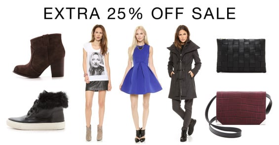 Update your 2015 winter wardrobe by shopping Shopbop's Extra 25% off sale. There are so many gorgeous dresses, tops, shoes, handbags and more to be had!