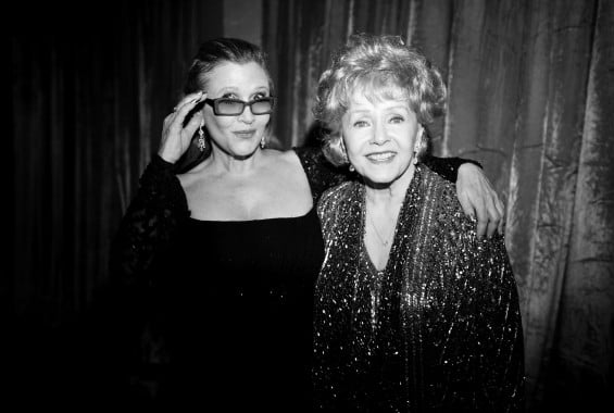 TNT's 21st Annual Screen Actors Guild Awards - Alternative Views LOS ANGELES, CA - JANUARY 25: (EDITORS NOTE: THIS IMAGE WAS SHOT IN BLACK & WHITE) Actress Carrie Fisher (L) and actress Debbie Reynolds attend TNT's 21st Annual Screen Actors Guild Awards at The Shrine Auditorium on January 25, 2015 in Los Angeles, California. 25184_023 (Photo by Charley Gallay/WireImage) EDITORS NOTE: THIS IMAGE WAS SHOT IN BLACK & WHITE Charley Gallay 2015 WireImage