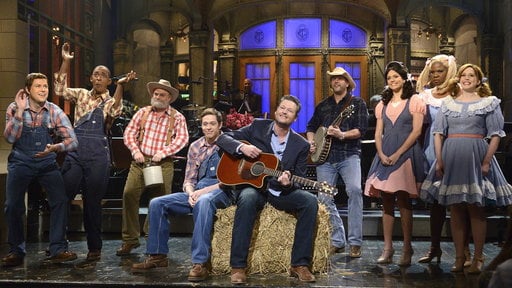 Saturday Night Live: Blake Shelton's Hee-Haw Monologue (Season 40, episode 12, January 24, 2015). Host Blake Shelton teaches Taran Killam, Pete Davidson, Jay Pharoah, Cecily Strong, Vanessa Bayer and Leslie Jones about country humor with help from an old kook (Bobby Moynihan).