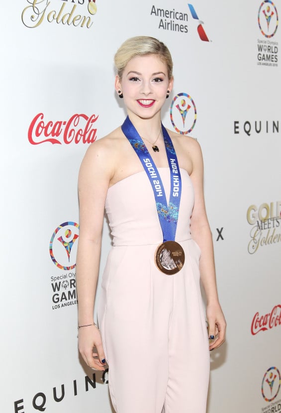 LOS ANGELES, CA - FEBRUARY 21: Olympic Figure Skater Gracie Gold attends CW3PR presents Gold Meets Golden at Equinox Sports Club on February 21, 2015 in Los Angeles, California. (Photo by Rachel Murray/Getty Images for CW3PR Gold Meets Golden)