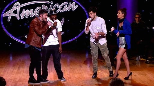 Rocky's Crew (Rocky Peter, Rich Tuorto, Tanya Mackenna, and Trent Acira) perform Selena Gomez's "Come & Get It" on American Idol on February 11th.
