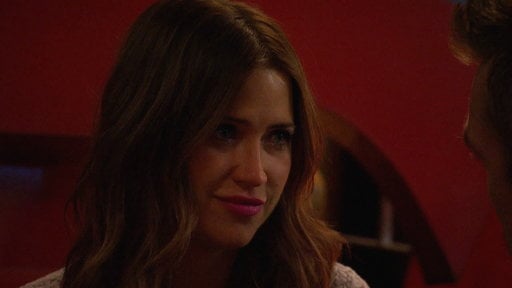 Kaitlyn gets a hometown date. Kaitlyn breaks down to Chris about how hard the process is getting for her, and he tries his best to reassure her by giving her the group date rose -- which means he'll be visiting her hometown to meet her family.