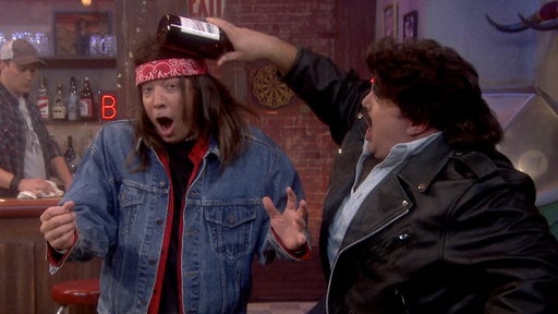 Watch video of comedian Kevin James and "The Tonight Show" host Jimmy Fallon's short lived 80's drama "Last Call Saloon" where they did their own slow motion fight scenes.