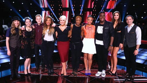 The Voice Top 10 (in no particular order) Top 10 are: Deanna Johnson, Kimberly Nichole, Rob Taylor, India Carney, Sawyer Fredericks, Koryn Hawthorne, Meghan Linsey, Hannah Kirby, Corey Kent White and Joshua Davis pose! Be sure to watch The Voice season 8 episode 19 sneak peek.
