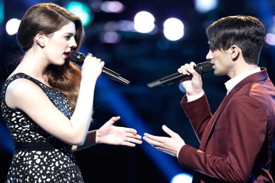 See Jonathan Bach vs. Emily Keener (Team Pharrell Williams, advisor Sean P. Diddy Combs) battle it out with Ellie Goulding's hit song "Explosions" on "The Voice" season 10 episode 8.