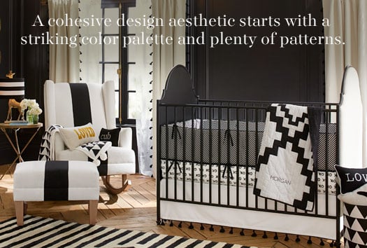 Stunning black and white Emily & Meritt for Pottery Barn Kids Collection nursery.