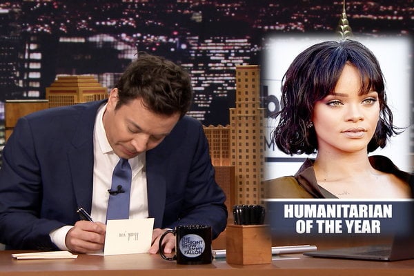 Be sure to watch the video below to see Jimmy Fallon write his weekly thank you notes to Rihanna, House Hunters logo, Days of our Lives, and more on the Friday, February 24, 2017 episode of the "Tonight Show Starring Jimmy Fallon."