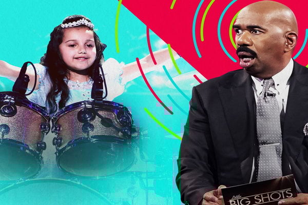 Watch Little Big Shots Season 2 Episode 2 "Little Barber Shop" Videos, Sunday, March 12, 2017: See talented six year old drummer Eduarda from Brazil who taught herself how to drum at four years old. She chats about being super famous and gave Steve Harvey drumsticks. She may have mentioned the Miss Universe pageant with him too! ;) Watch her play "Wipe Out" on the drums!
