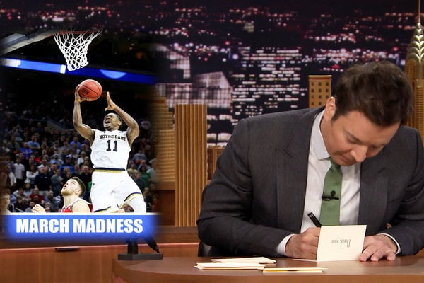 Watch Jimmy Fallon write thank you notes to March Madness, the little girl who interrupted BBC dad, Guinness, Shamrock Shake, and more on the St. Patrick's Day (Friday, March 17, 2017) episode of the Tonight Show Starring Jimmy Fallon.