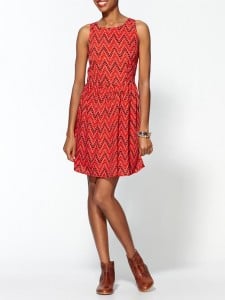 Jack By Bb Dakota Aiko Chevron Print Day Dress in Red. Piperlime