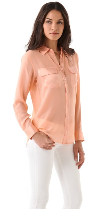 Equipment Slim Signature Blouse in Peach. Shopbop