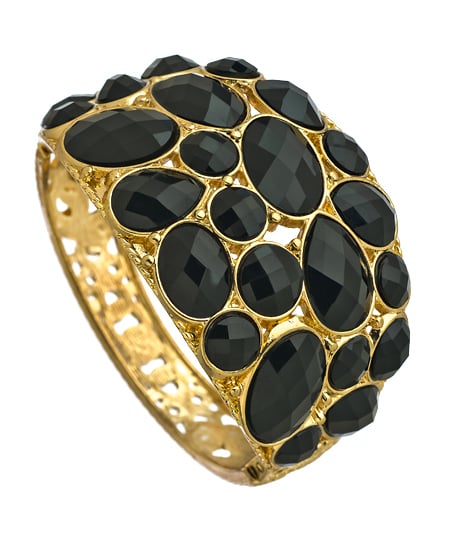 JG Gold and Black Crystal Cuff Bracelet. Max&Chloe