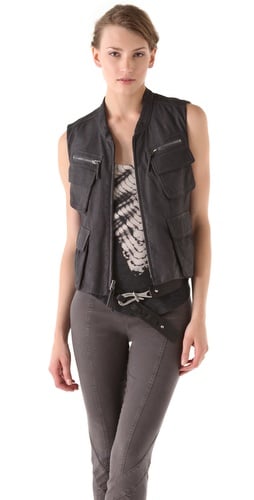 Donna Karan Casual Luxe Zip Leather Vest in Black. Shopbop