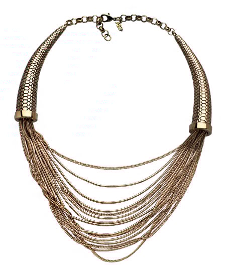 ABS Double Horn Bib Necklace in Antique Gold. Max&Chloe
