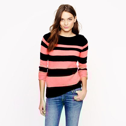 Buttoned boatneck sweater in stripe. J. Crew Buttoned boatneck sweater in stripe