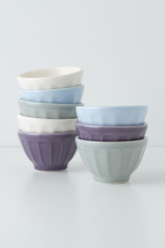 Mini Latte Bowls in Lavender, Multi, Assorted, Green Motif, Red Motif, Blue Motif. Anthropologie
