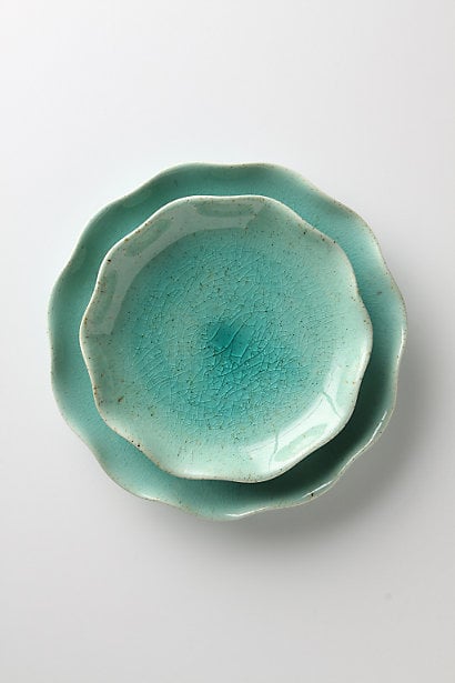 Lotus Dinnerware: Lotus Dinner Plate and Lotus Salad Plate in Blue. Anthropologie