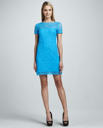 Lilly Pulitzer Marie Kate Lace Dress in Flutter Blue or Hotty Pink. NeimanMarcus.com