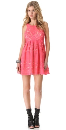 Lace Rocco Dress by Free People in color Cherry pink. Shopbop