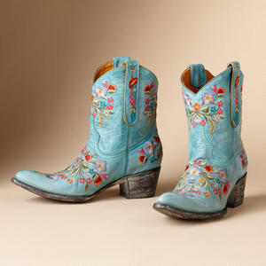Old Gringo Full Blossom Aqua Boots in Turquoise with Flowers. Sundance Catalog
