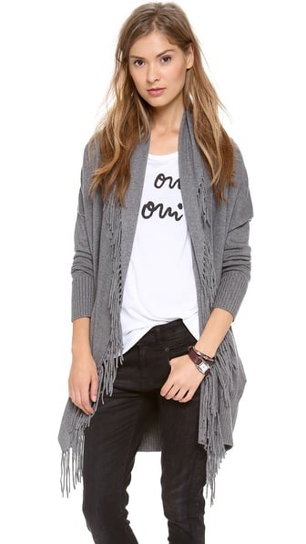 Jamison Tristan Long Cardigan with Fringe in Grey. Shopbop