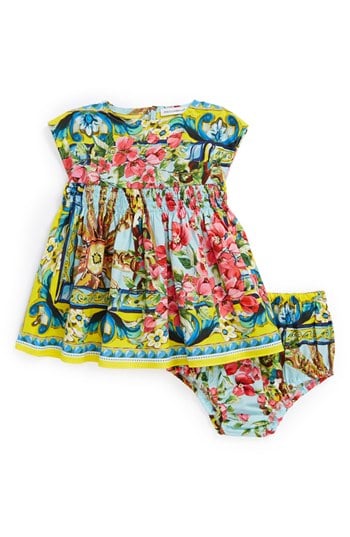 Dolce&Gabbana Floral Print Poplin Dress & Bloomers (Baby Girls)