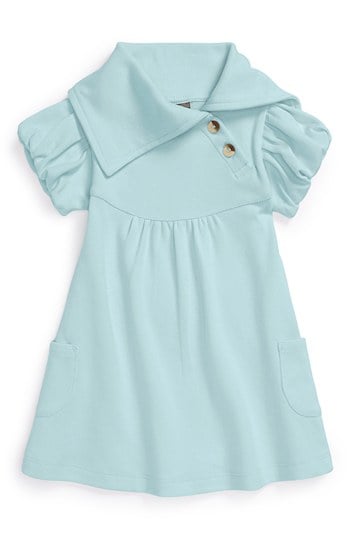 Kate Quinn Organics Short Sleeve Organic Cotton Dress (Baby Girls) in Sky