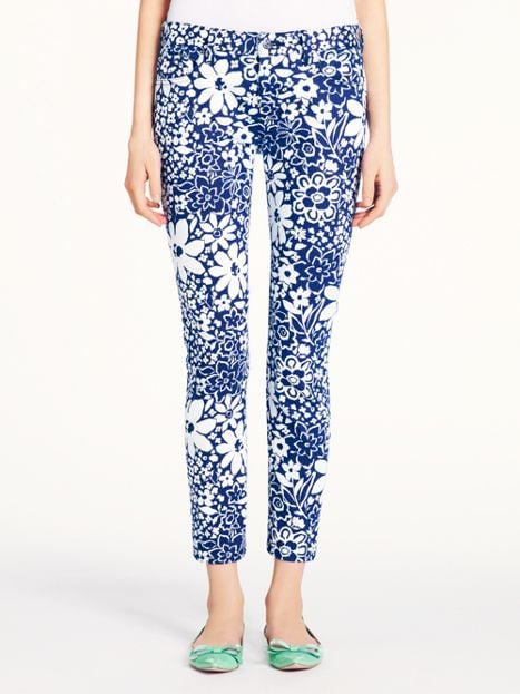 kate spade broome street capri ankle length pants in french navy/fresh white monaco floral