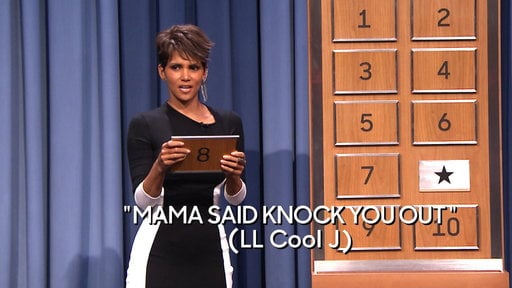 Halle Berry is chic in a black and white colorblock dress while playing a game of Charades on "The Tonight Show Starring Jimmy Fallon"!