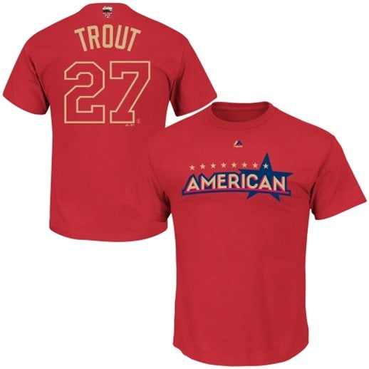 Mike Trout Los Angeles Angels of Anaheim Majestic 2014 All Star Game Name & Number T-Shirt - Red