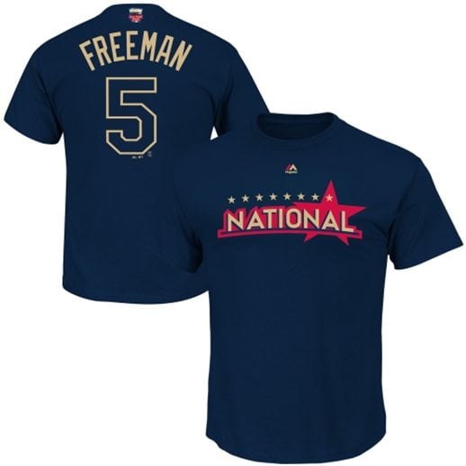 Freddie Freeman Atlanta Braves Majestic 2014 All Star Game Name & Number T-Shirt - Navy Blue