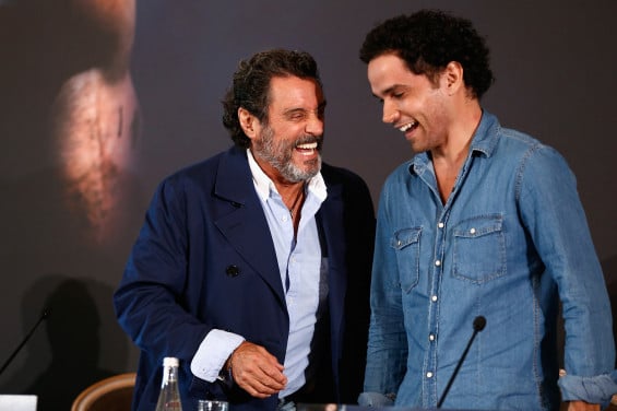BERLIN, GERMANY - AUGUST 21: Actors Ian McShane and Reece Ritchie attend the press conference of Paramount Pictures 'HERCULES' at Hotel Adlon on August 21, 2014 in Berlin, Germany. (Photo by Andreas Rentz/Getty Images for Paramount Pictures)