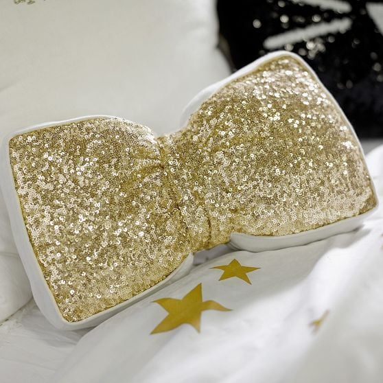 Pottery Barn Teen The Emily + Meritt Sequin Gold Bow PillowThe Emily + Meritt Sequin Gold Bow Pillow