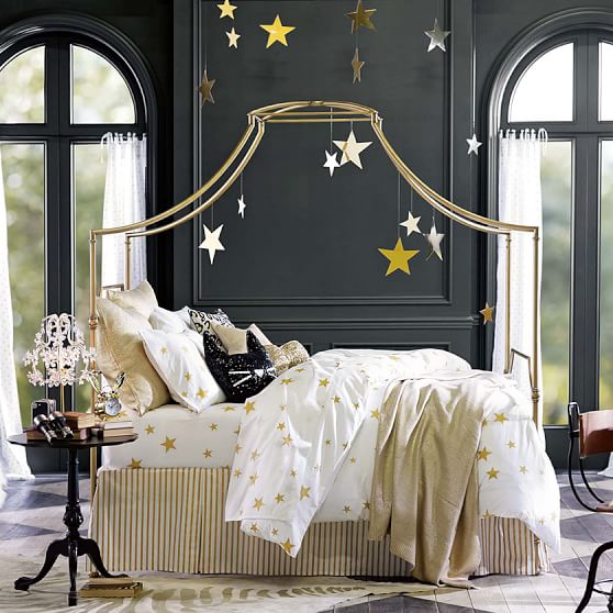 PB Teen Emily & Merritt Maison Canopy Bed in Gold