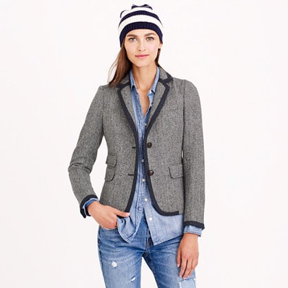 J.Crew SCHOOLBOY TIPPED BLAZER item b0799 in Concrete Herringbone