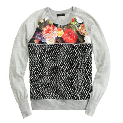 J.Crew MERINO WOOL MIXED MEDIA SWEATER item b2265 in Dusk Black Multi