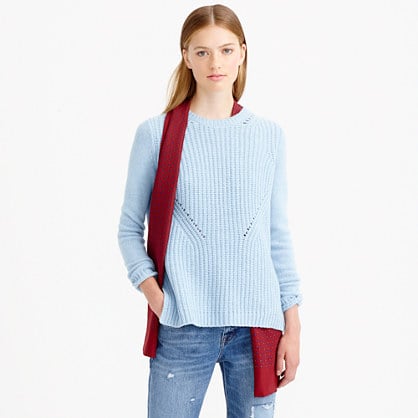 J.Crew LAMBSWOOL POINTELLE SWEATER item b2405 in hthr river