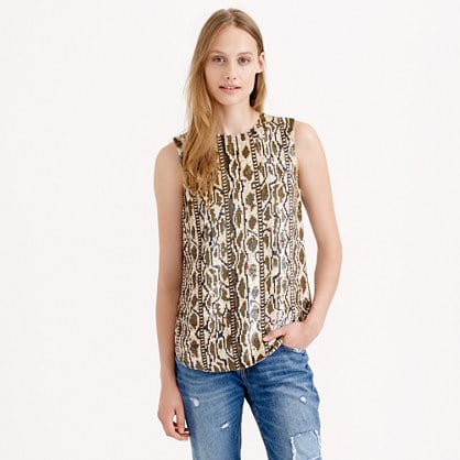 J.Crew COLLECTION HOLOGRAPHIC SNAKE PRINT SHELL item b3319 in Warm Chestnut