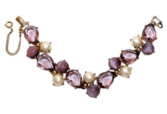 VINTAGE VINTAGE Schiaparelli Purple Jeweled Bracelet One Kings Lane Purple Jeweled Bracelet