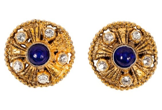VINTAGE Chanel Blue Stone Earrings, 1985 One Kings Lane