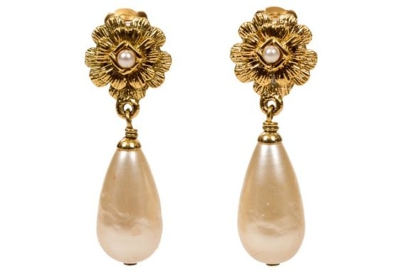 VINTAGE Chanel Faux-Pearl Drop Earrings Vintage Lux